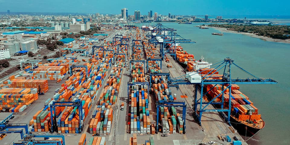 Port activity at Dar es Salaam, Tanzania.
